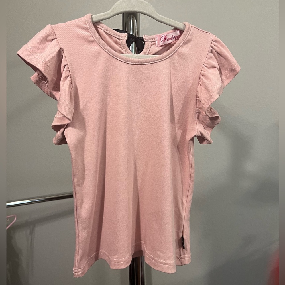 Pink Flutter Sleeve Ruffled Blouse